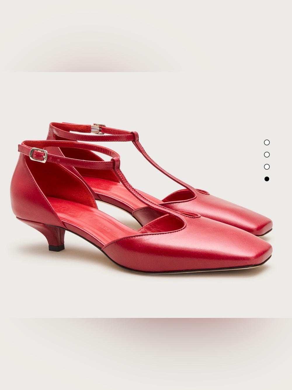 NIB J Crew Made in Italy T-Strap Kitten Heels In Leather Light Rubino 7